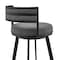 Armen Living Roman 26" Gray Faux Leather and Black Metal Swivel Bar Stool LCRMBABLGR26 - alternate 5